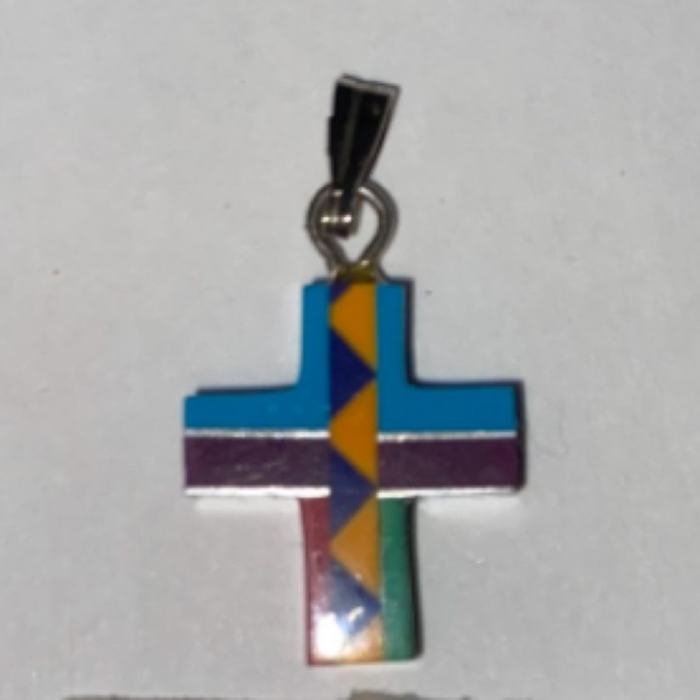Zuni Handmade Cross Pendant - Turquoise, Onyx, Jasper  and more!
